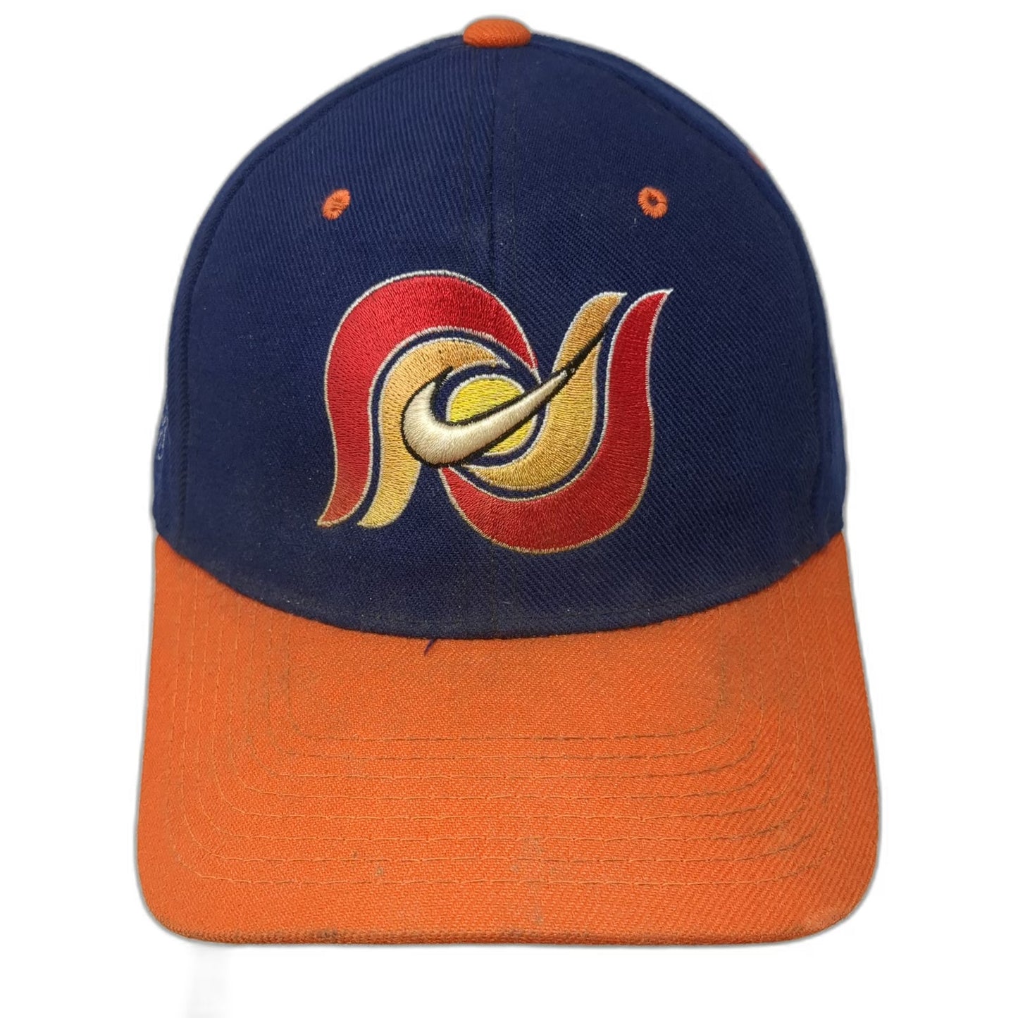 Nike Baseball Cap Blue Orange 6 7/8 Slideback Hat Curved Brim Embroidered Logo