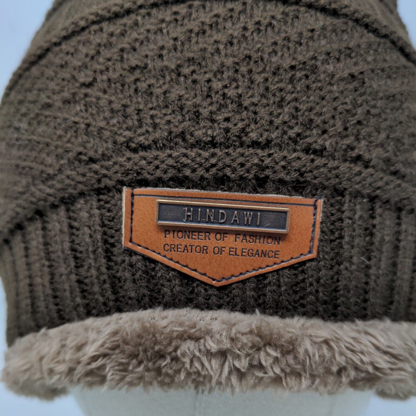Hindawi Men's Knit Beanie Cap Hat Cable Knit Brown W/Tags 100% Acrylic