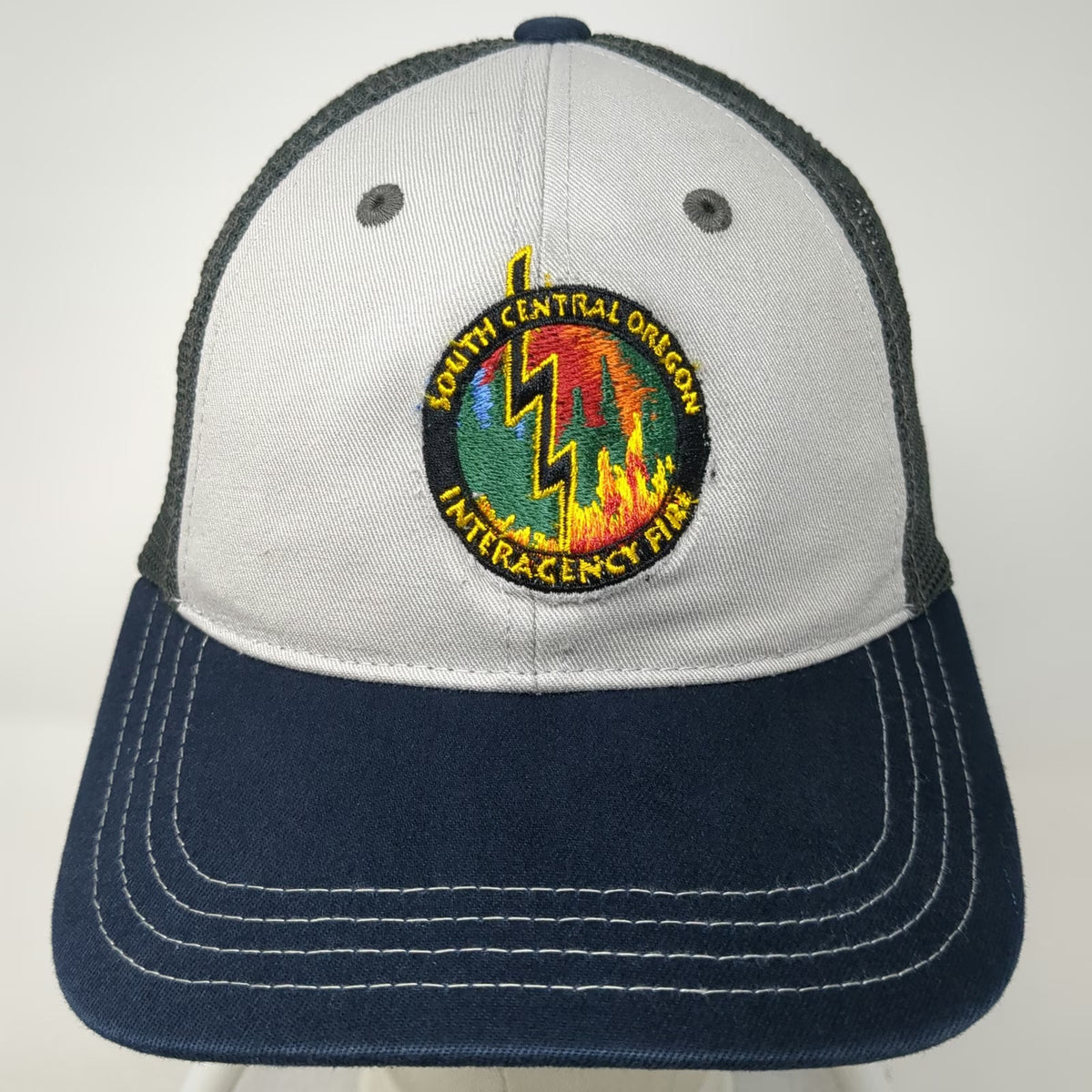 District Gray Trucker Hat One Size Blue Oregon Interagency Fire Patch Snapback
