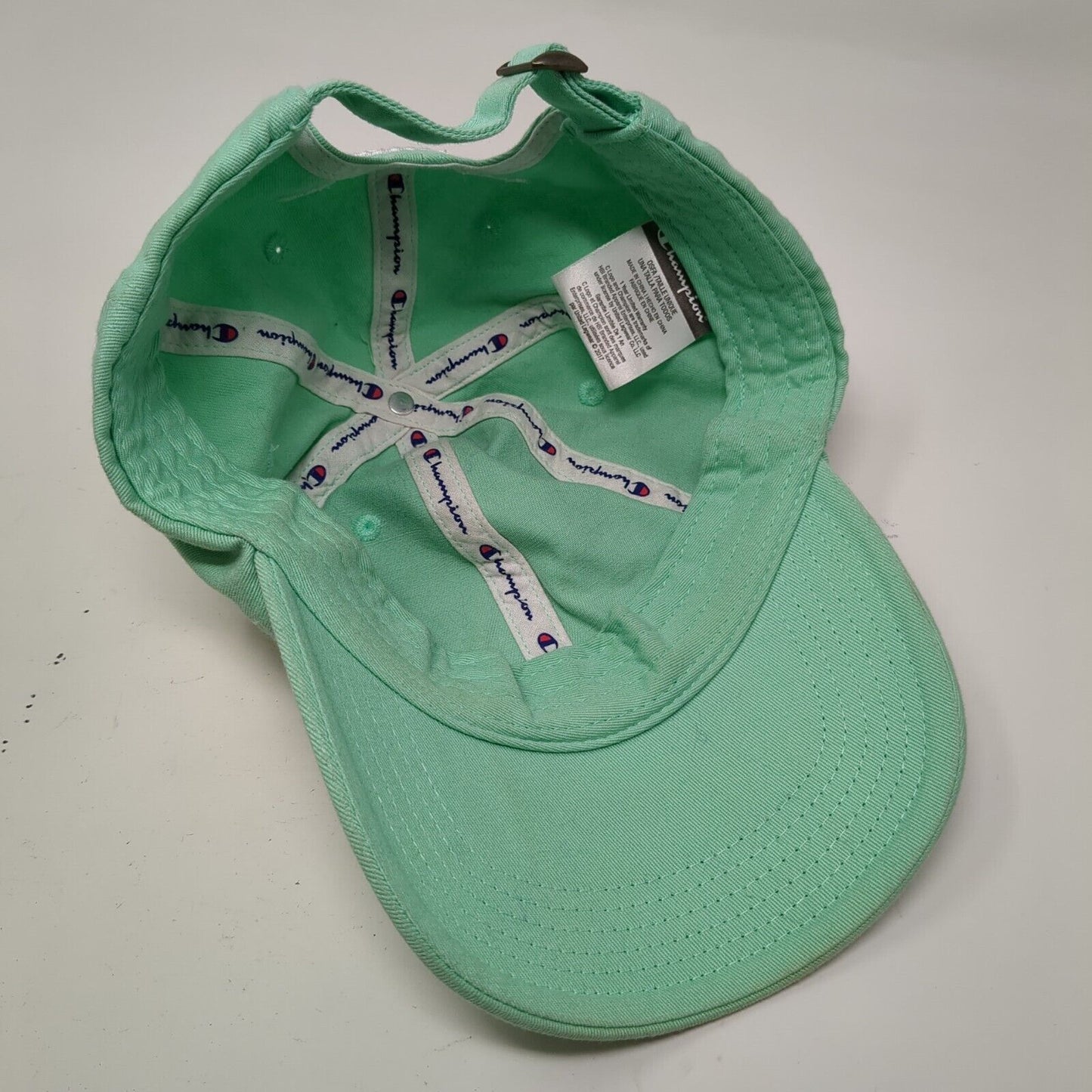 Champion Slideback Hat Green OSFA Adjustable Embroidered Vented Holes 6 Panel