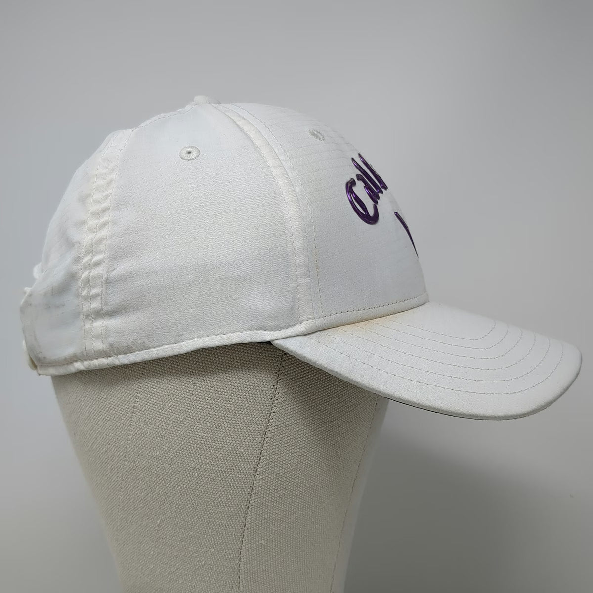 Callaway Baseball Cap White One Size Purple Logo Performance Strapback Golf Hat