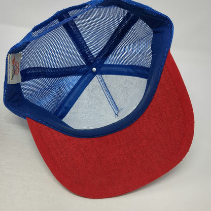 Designer Award Headwear Trucker Hat Blue Red One Size Mesh Back Skippers Logo