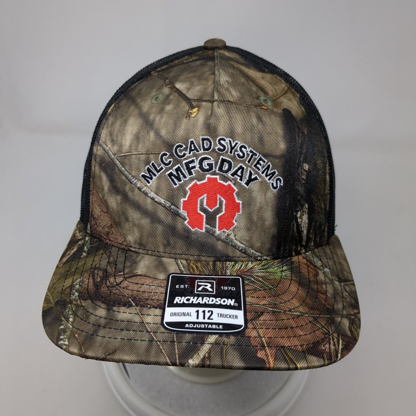 MLC CAD Systems MFG Day Snapback Trucker Hat Camo OSFA Mesh Back W/Tags