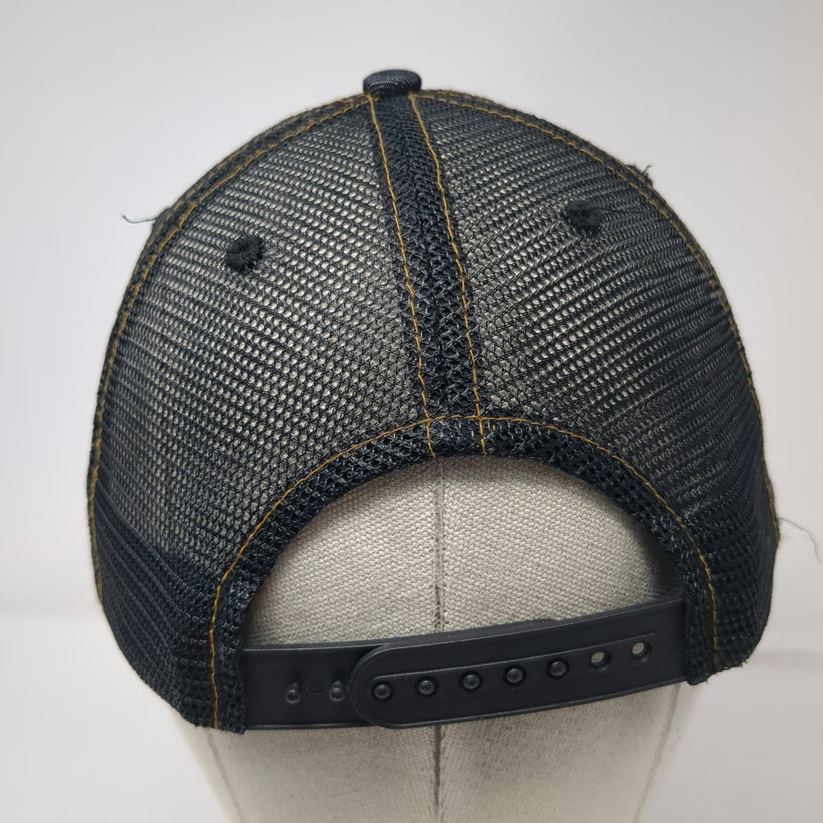 Von Dutch Trucker Hat Black One Size Distressed Denim Patch Snapback Mesh