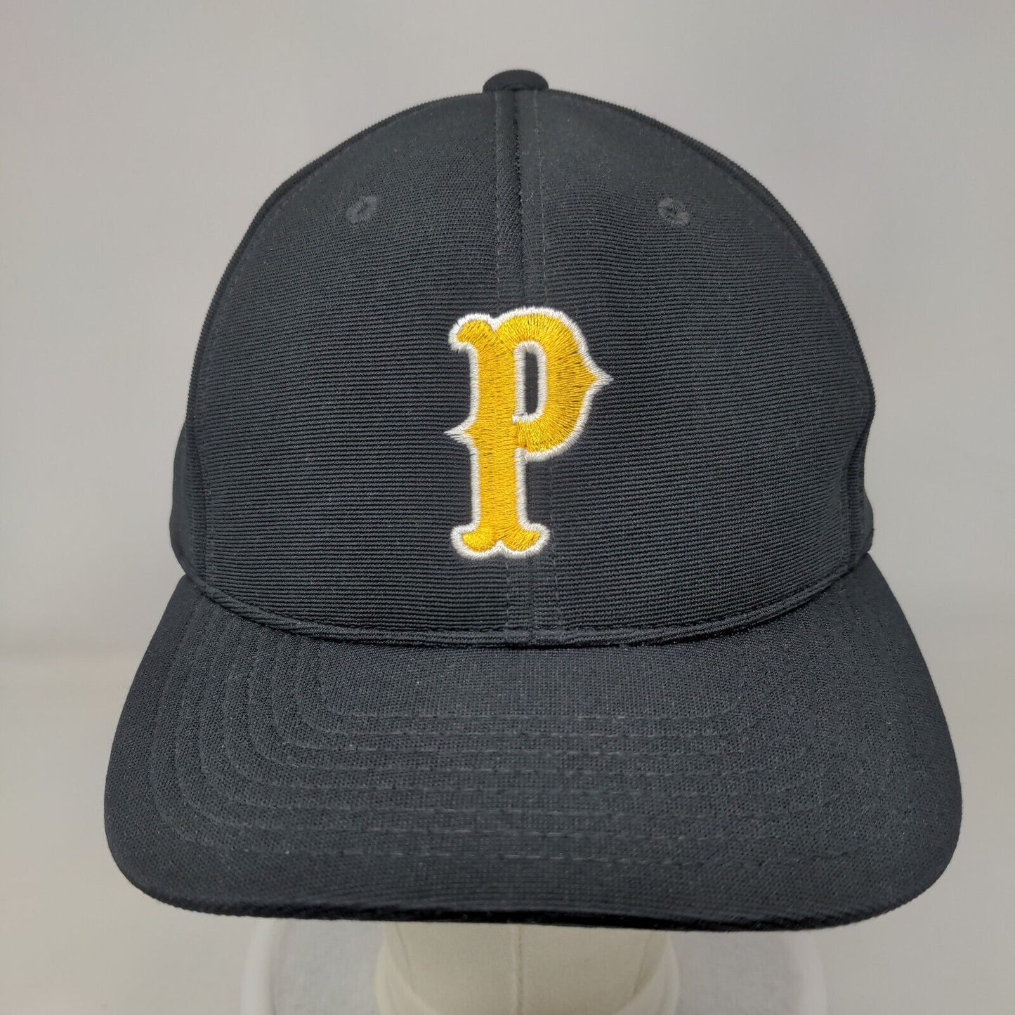 Letter P Fitted Hat Black Large-XL Embroidered Logo Pacific Headwear