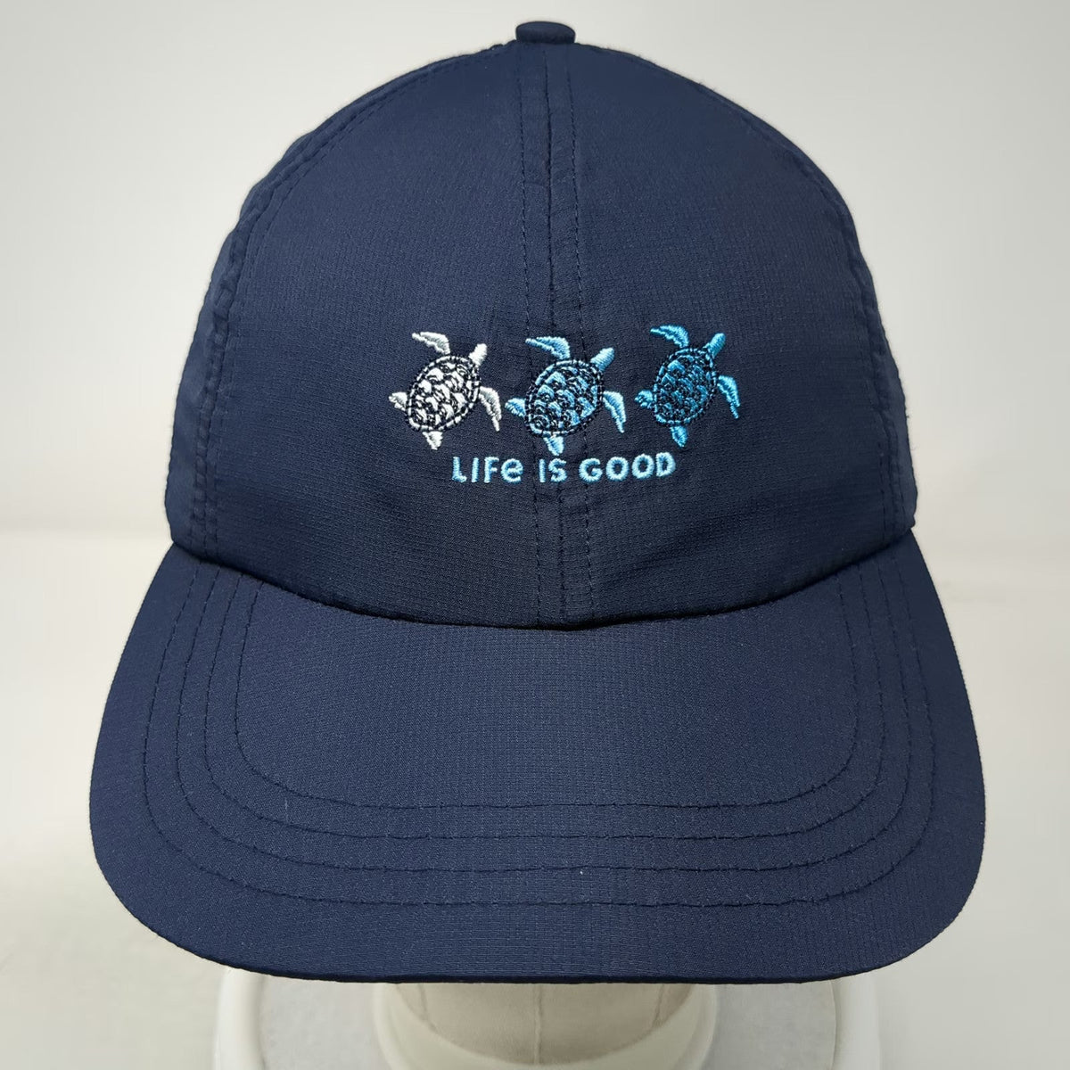 Life is Good Baseball Cap Blue One Size Sea Turtle Mesh Reflective Strap Hat
