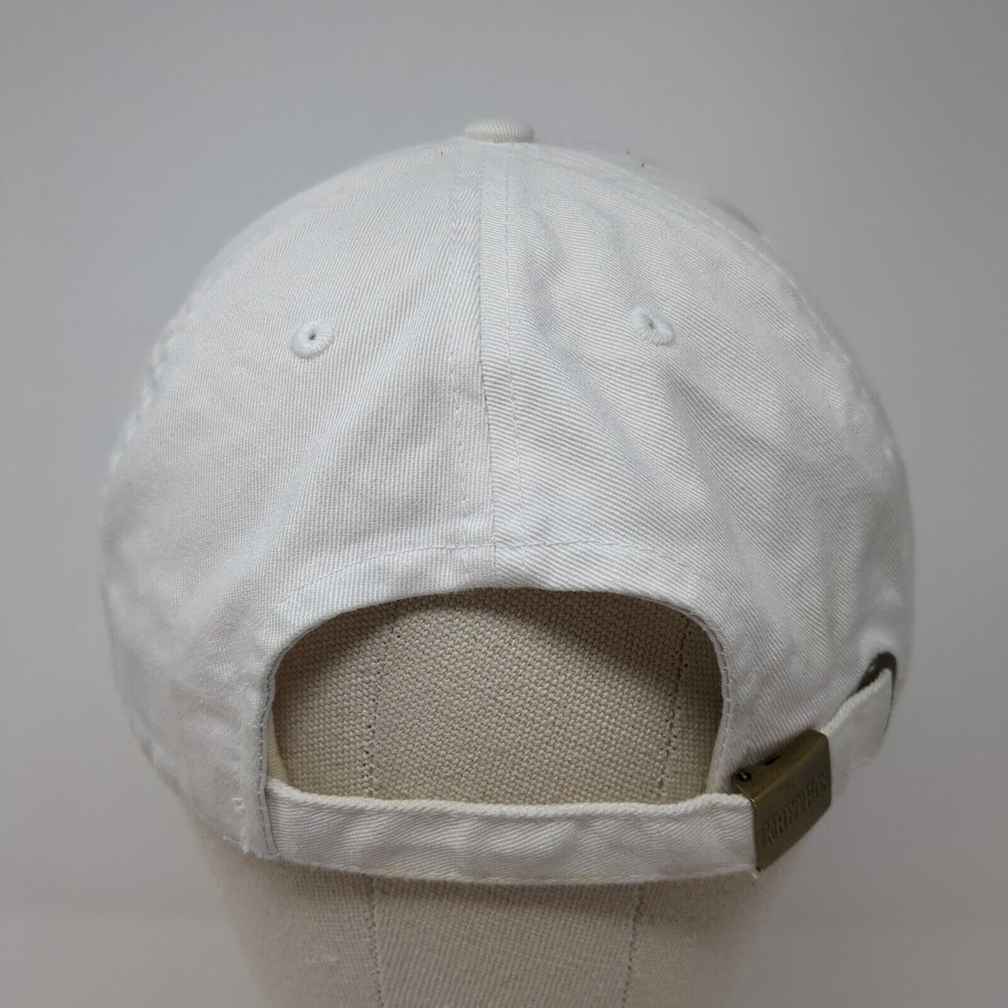 Hustle Slideback Hat White One Size Adjustable Embroidered Distressed KB ETHOS