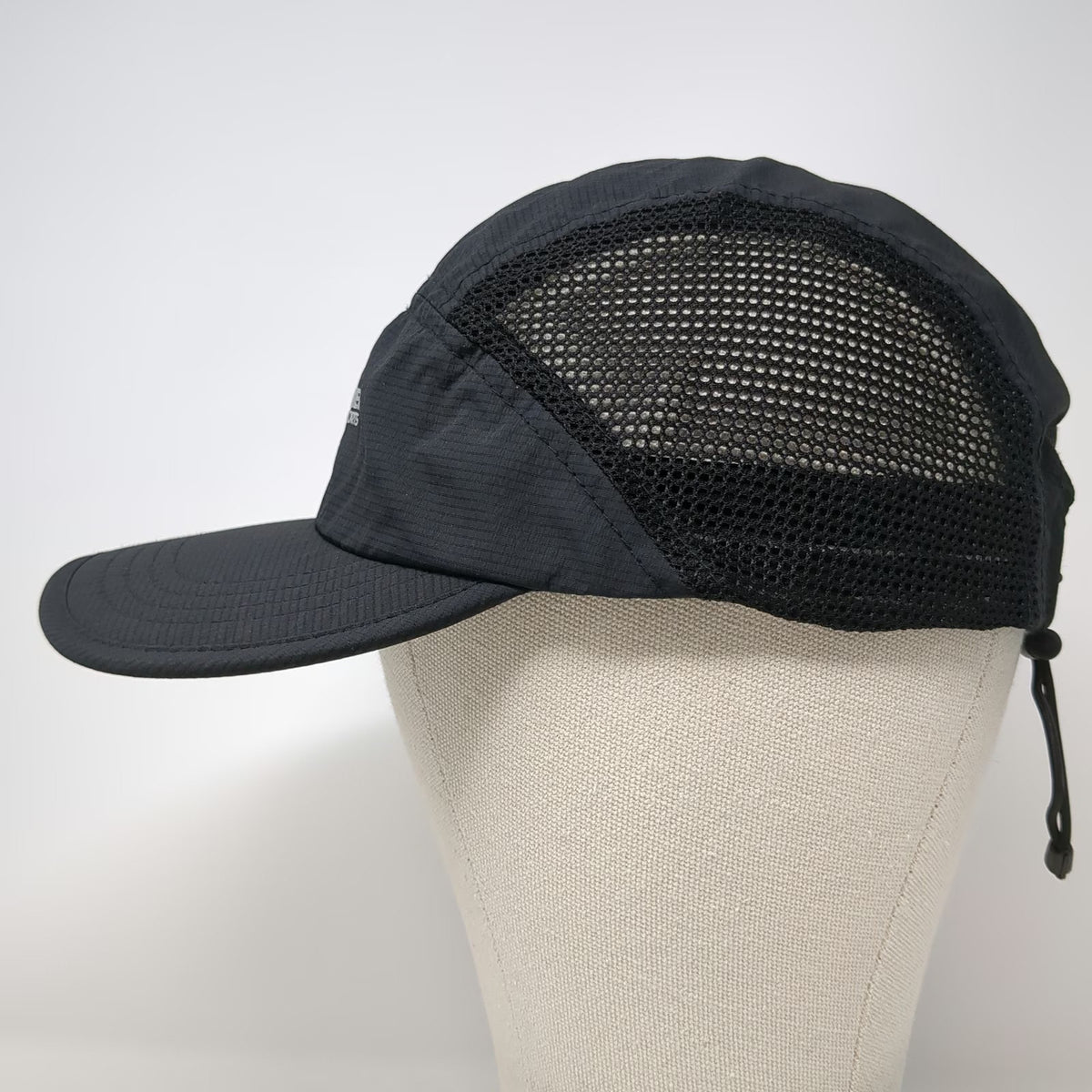 Roadrunner Sports 5 Panel Black One Size Hat Mesh Performance Bungee Toggle