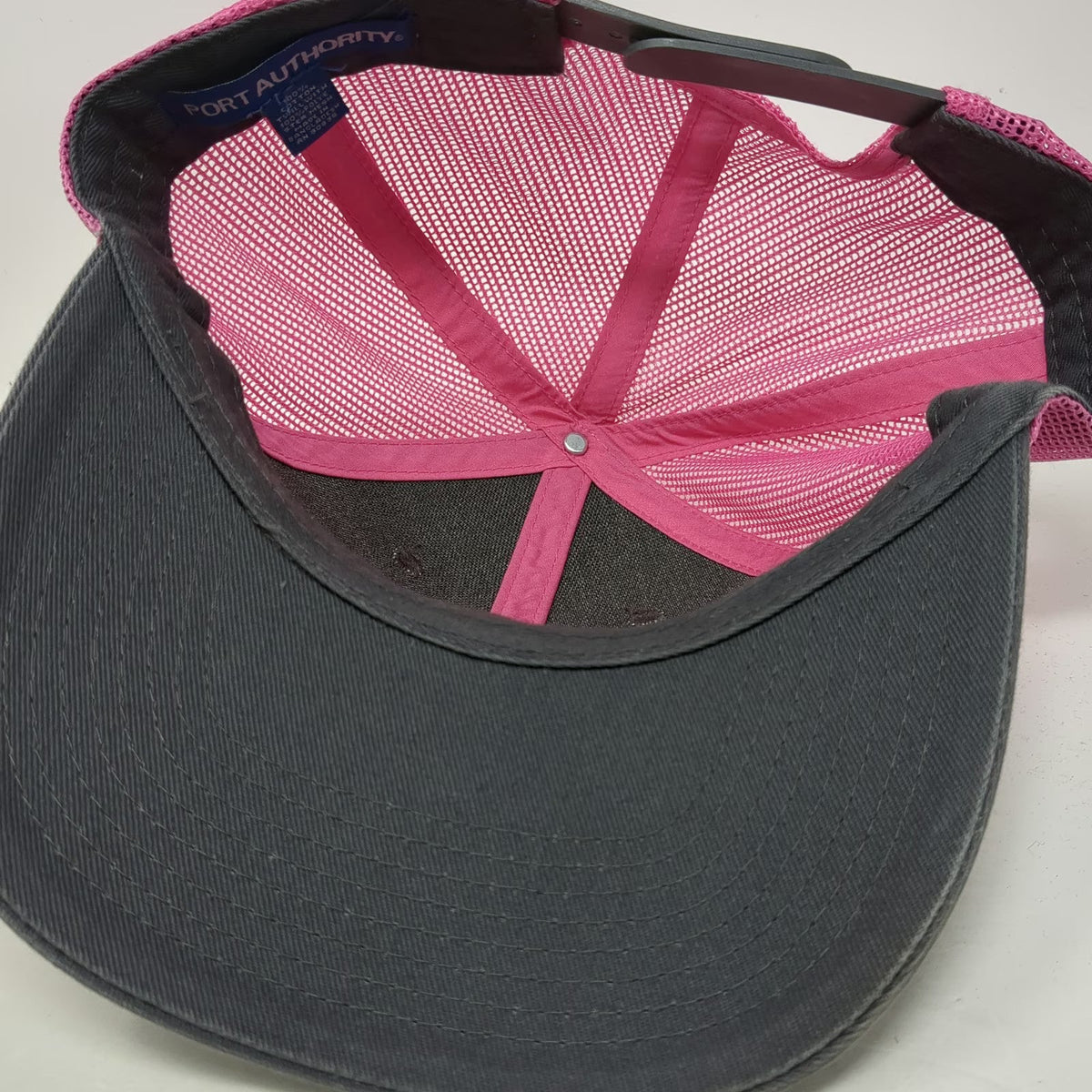 Port Authority Trucker Hat Gray Pink One Size Honda Logo Embroidered Mesh Snap