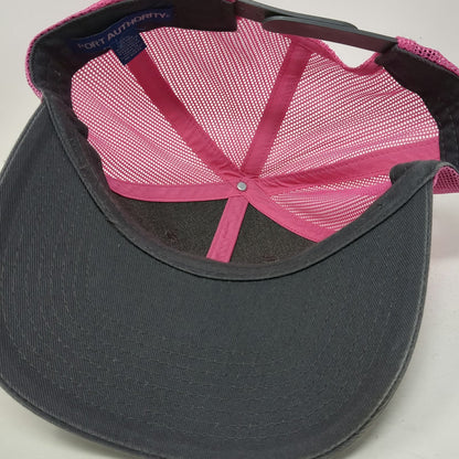 Port Authority Trucker Hat Gray Pink One Size Honda Logo Embroidered Mesh Snap