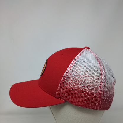 Richardson Snapback Mesh Back Trucker Hat Red One Size Leather Patch