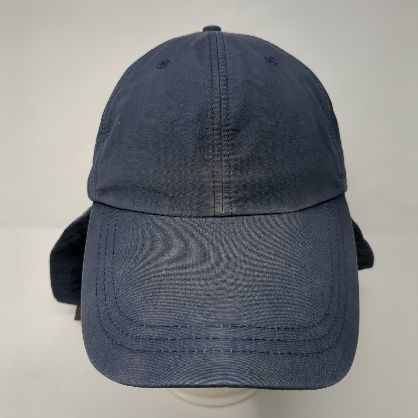 Adams Sunblock Trapper Hat Blue OS Neck Ear Flaps Adjustable Drawstring Blank