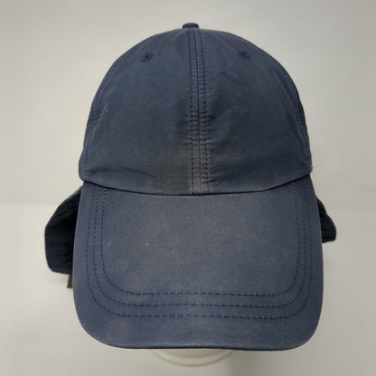 Adams Sunblock Trapper Hat Blue OS Neck Ear Flaps Adjustable Drawstring Blank