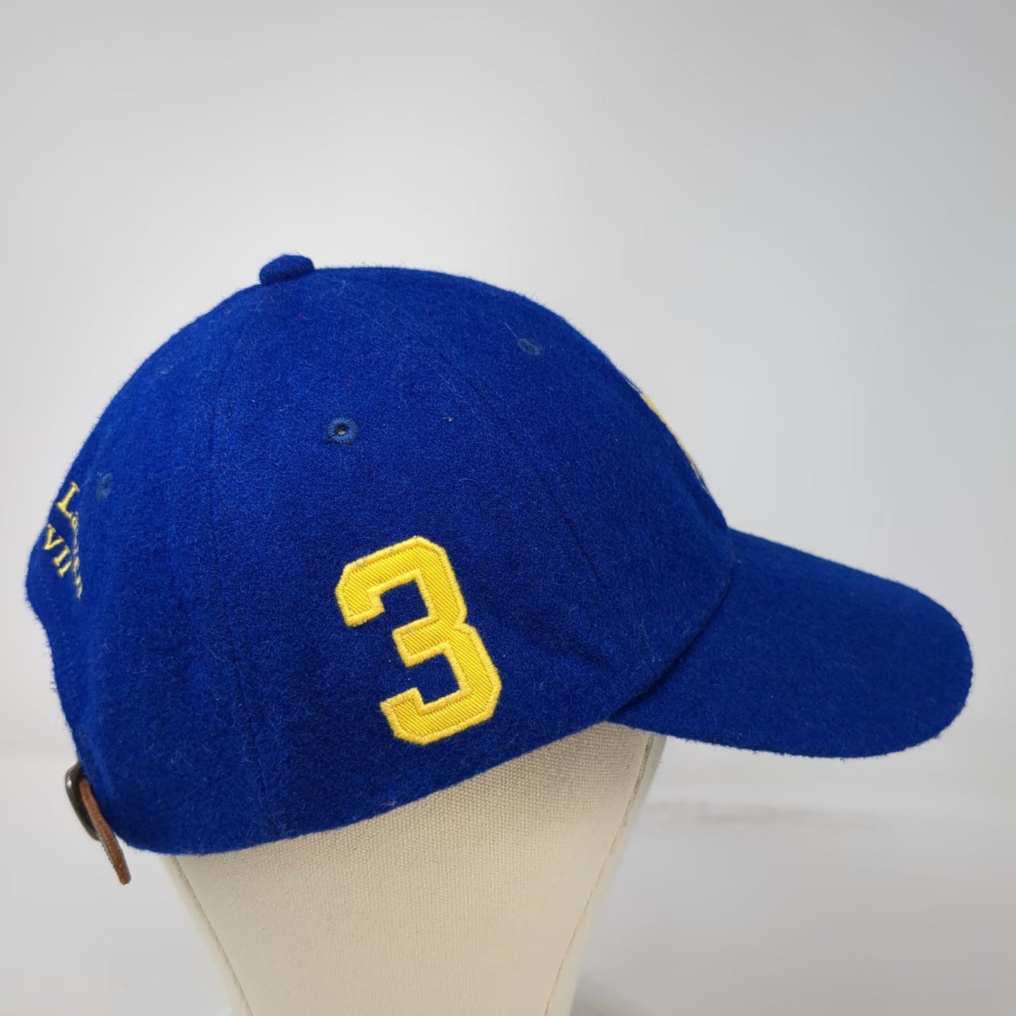 Polo Ralph Lauren Baseball Cap Blue One Size Wool Big Pony Yellow Logo Hat