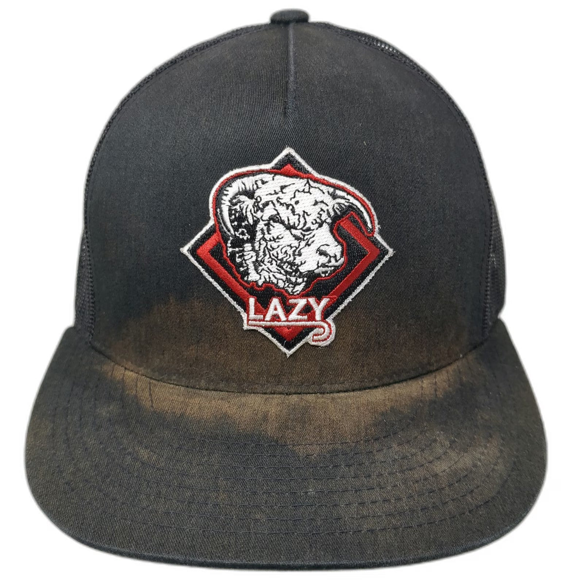 Yupoong Trucker Hat Black One Size Lazy 2 Ranch Bull Patch Mesh Snapback hat