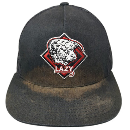 Yupoong Trucker Hat Black One Size Lazy 2 Ranch Bull Patch Mesh Snapback hat