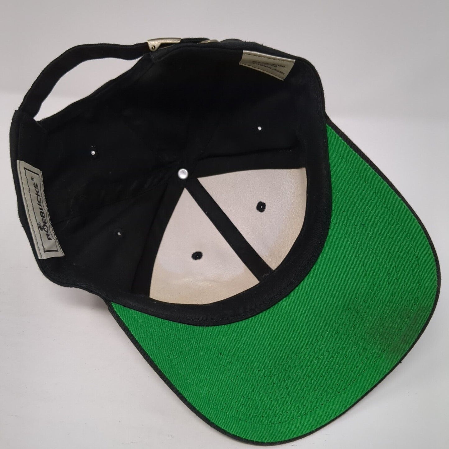Roebucks Slideback Hat Black One Size Adjustable Vented Holes 6 Panel Blank