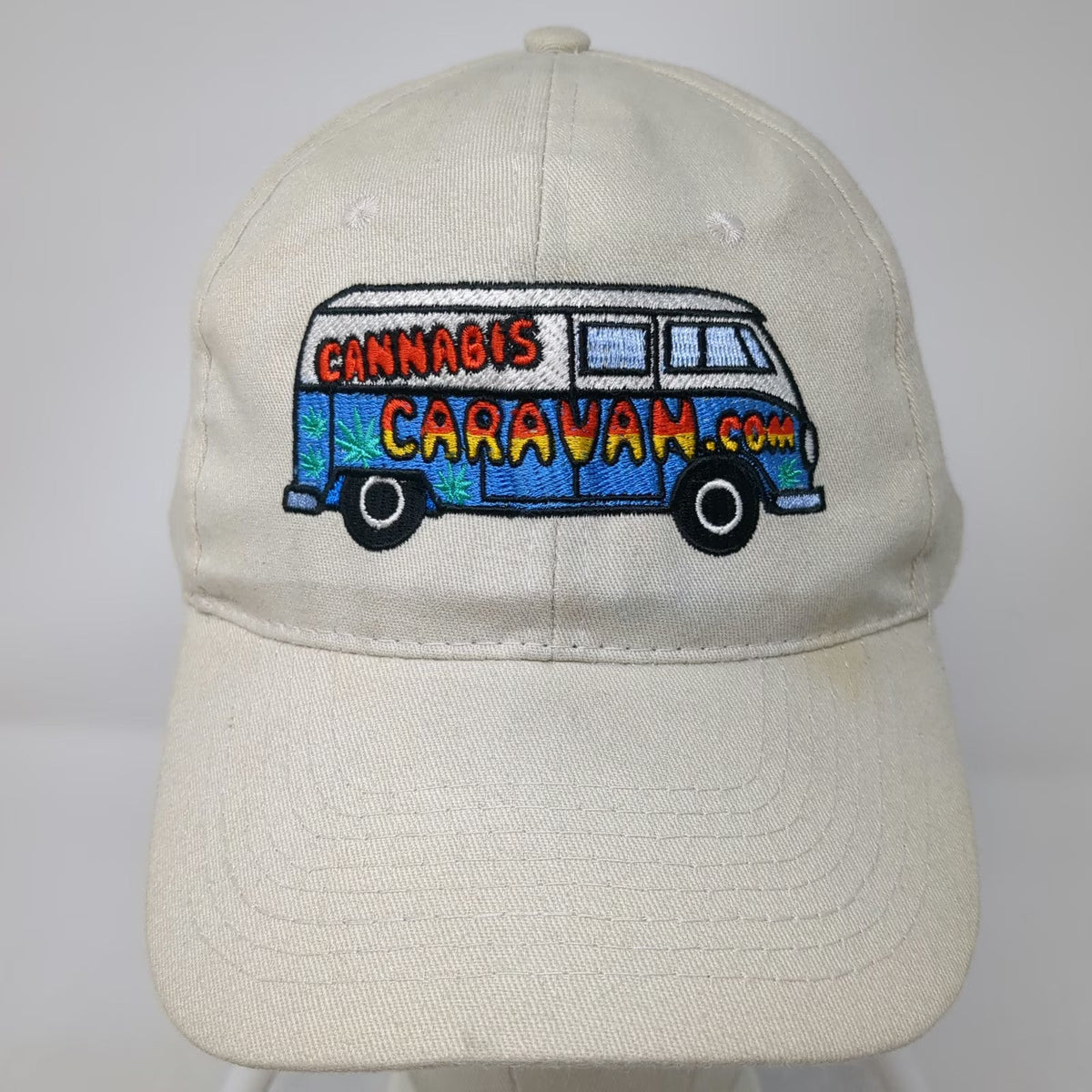 Hit Wear Cannabis Caravan Van Embroidered Beige Baseball Cap One Size Strapback