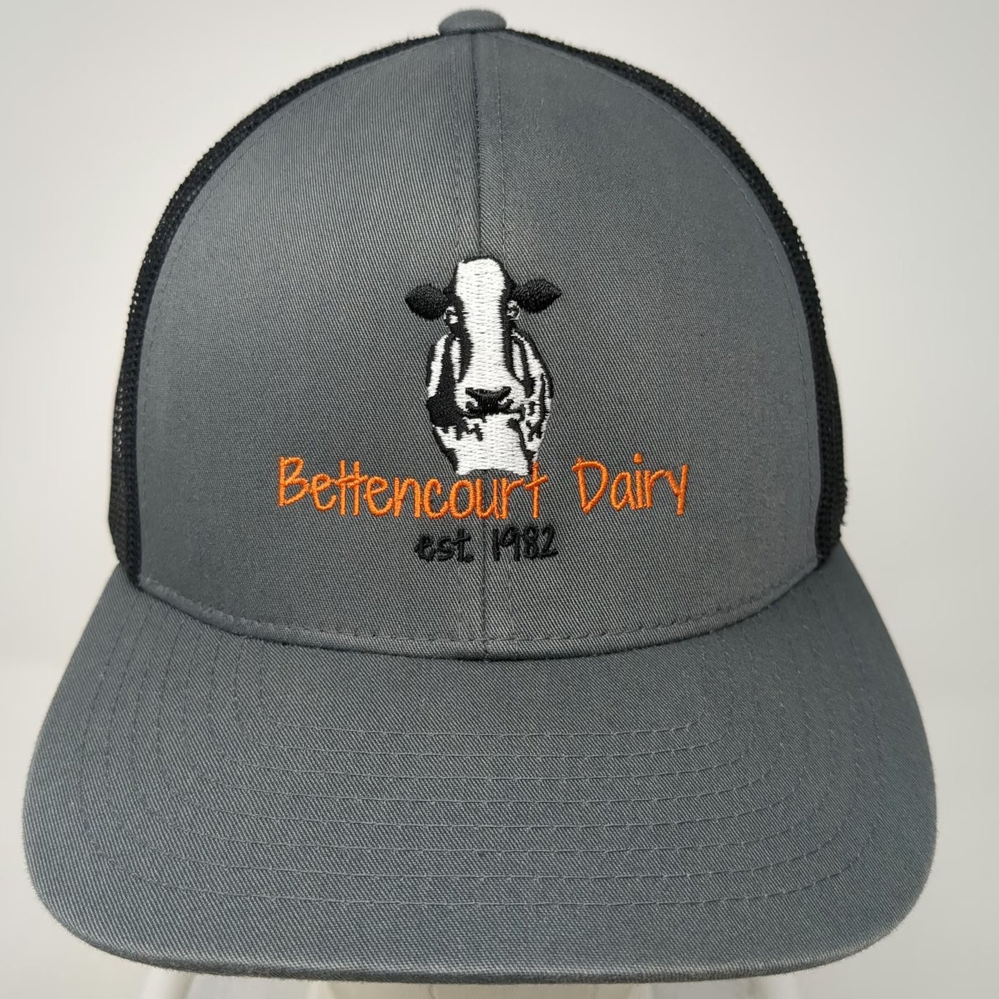 Pacific Headwear Trucker Hat Gray Black Orange One Size Mesh Snapback Cow Dairy