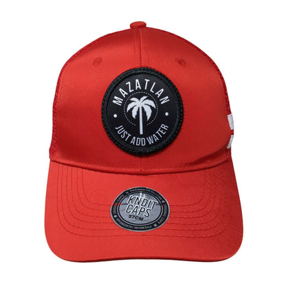 Mazatlan Just Add Water Snapback Trucker Hat Red OS 57cm Mesh Back Kndit Caps
