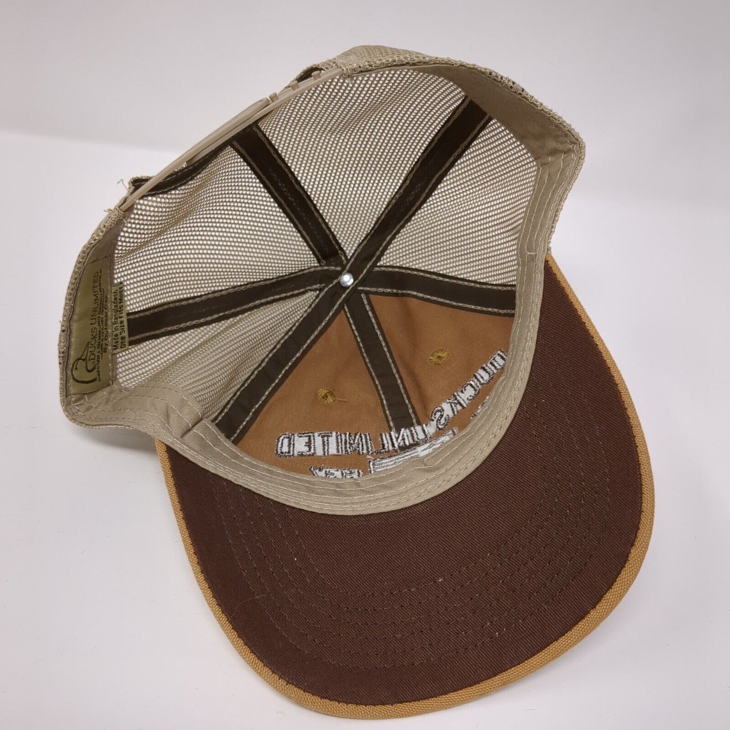 Ducks Unlimited Est 1937 Snapback Trucker Hat Brown OS Adjustable Mesh Back OC