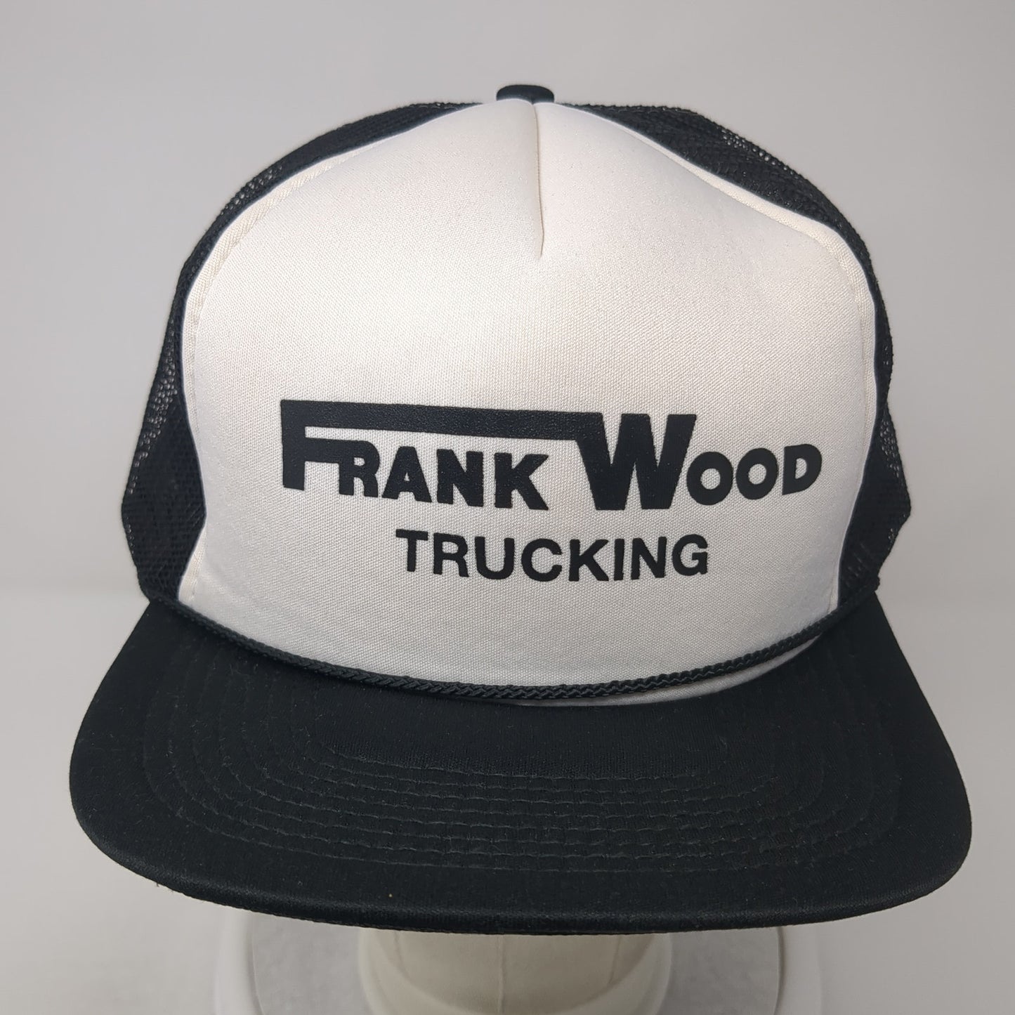 Frank Wood Trucking Snapback Rope Trucker Hat Black One Size Mesh Back