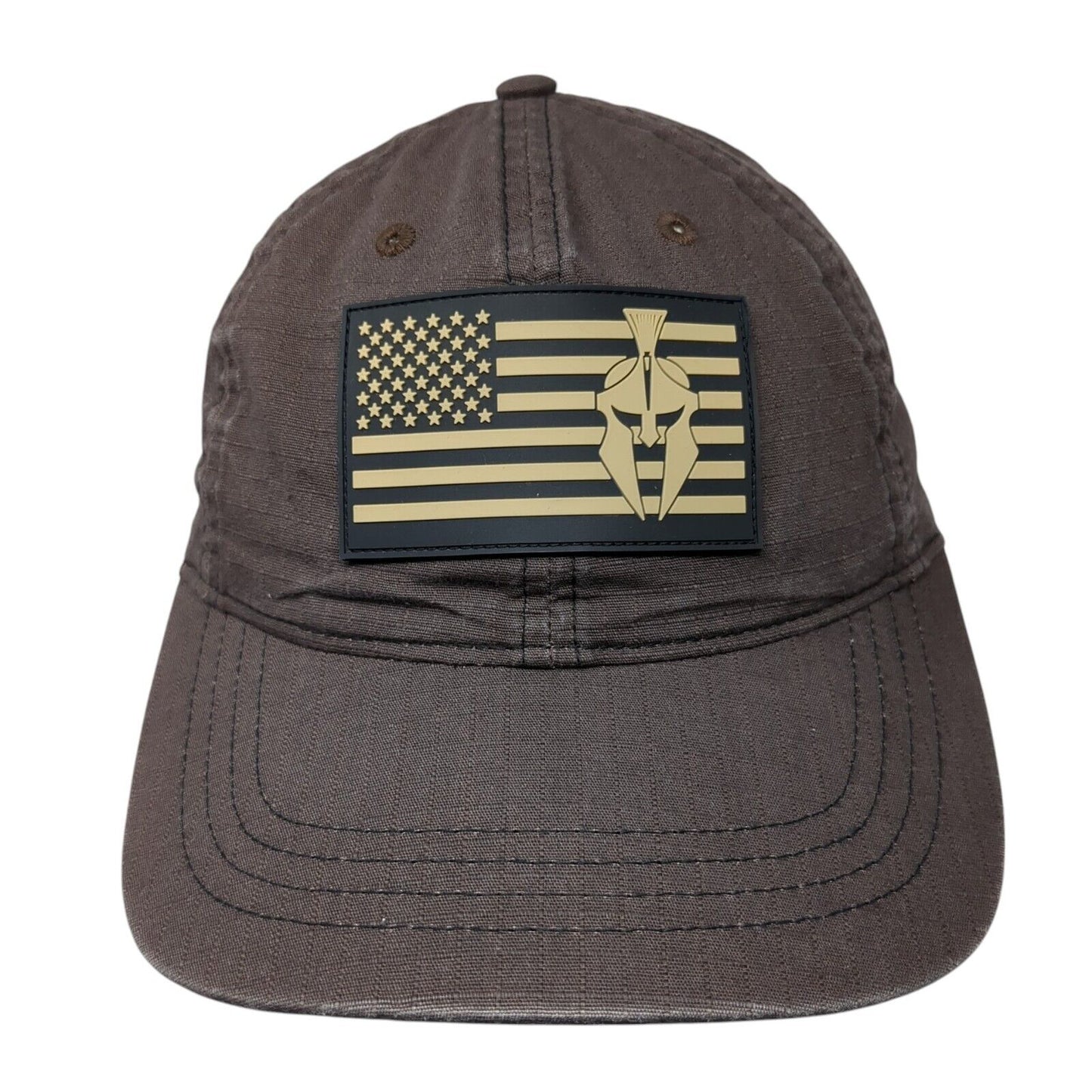 Kryptek American Flag Strapback Hat Brown One Size Adjustable Leather Patch