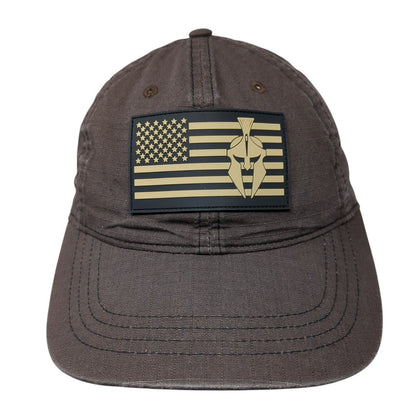 Kryptek American Flag Strapback Hat Brown One Size Adjustable Leather Patch