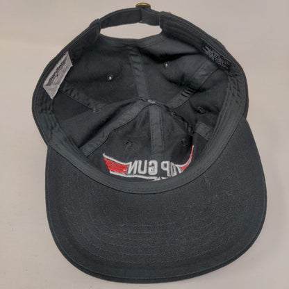 Top Gun Slideback Hat Black OSFM Adjustable Embroidered Vented Holes 6 Panel