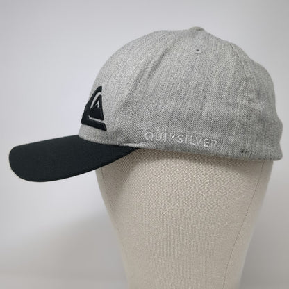 Quiksilver Baseball Cap Gray One Size Embroidered Logo Flexfit Mountain Wave Hat