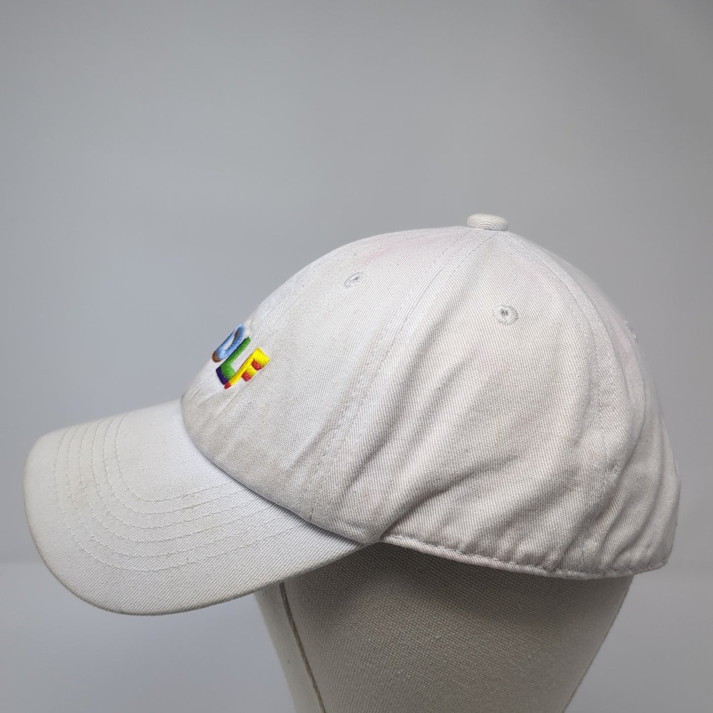 Golf Slideback Baseball Cap White One Size Adjustable Embroidered 6 Panel