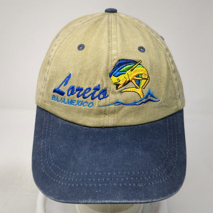 HC Baseball Cap Beige Blue One Size Loreto Baja Mexico Fishing Dorado Mahi Hat