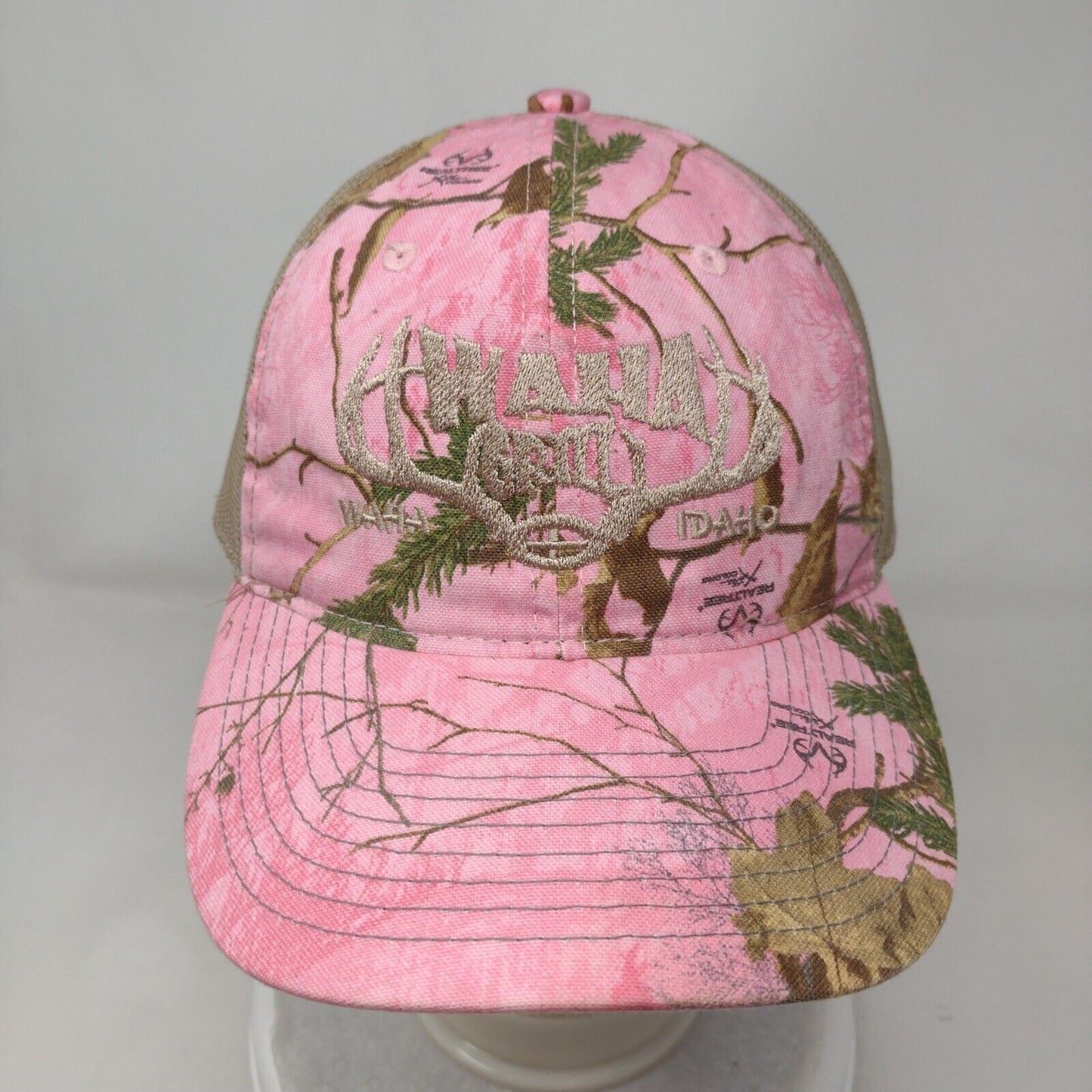 Waha Grill Idaho Snapback Trucker Hat Pink Camouflage OS Adjustable Mesh Back