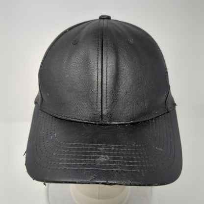Pit Bull Premium Strapback Hat Black One Size Adjustable Leather Blank
