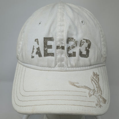 American Eagle Baseball Cap White M Logo AE-23 Distressed Stretch Fit Hat 1977