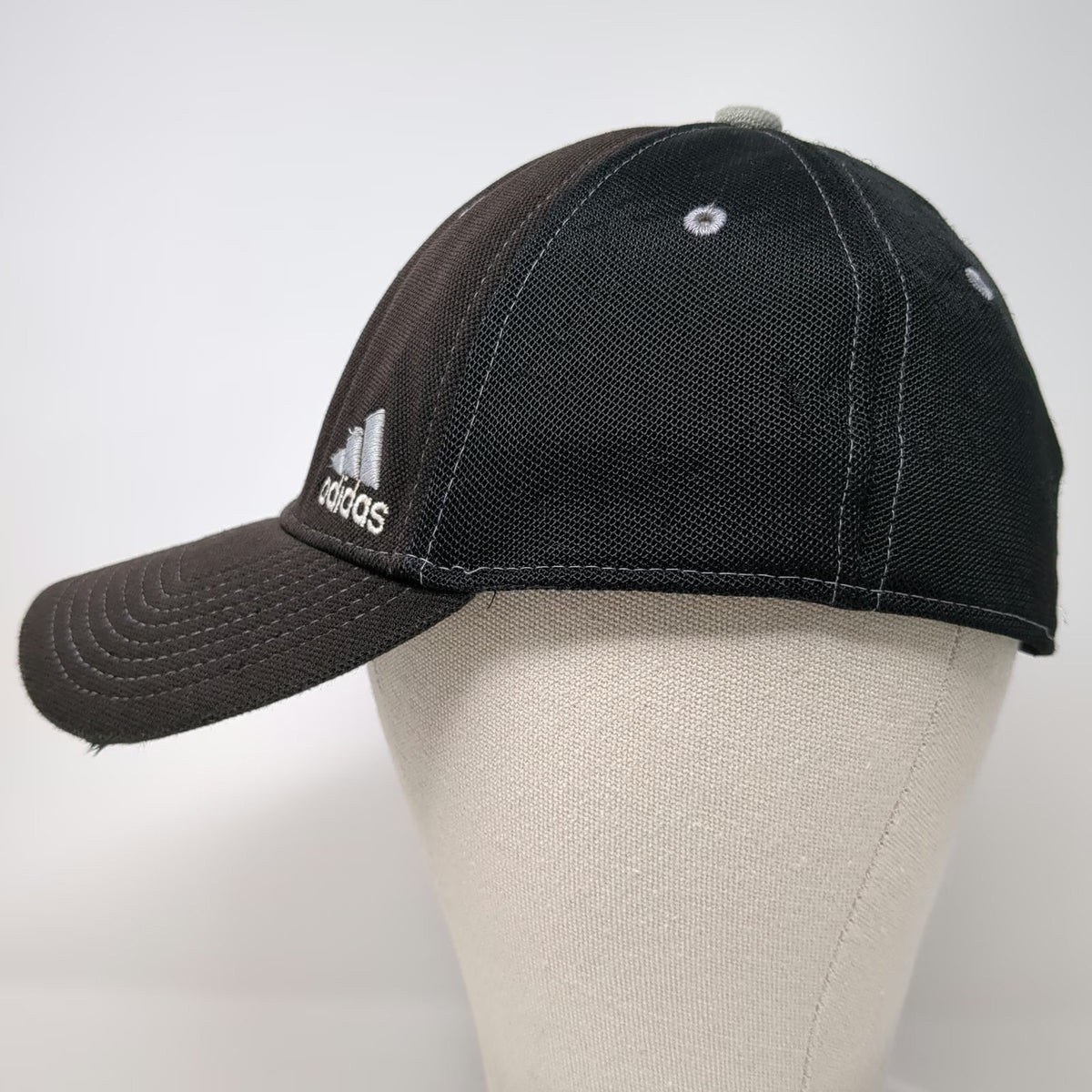 Adidas Baseball Cap Black One Size Fitted Stretch Fit Climalite Logo Hat