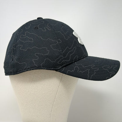 Under Armour Baseball Cap Black L Hat Fitted Gray Camo Topo Pattern Blitzing