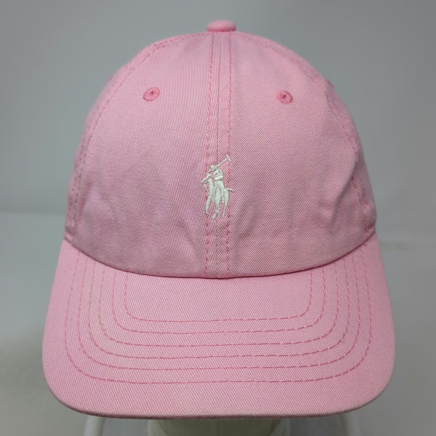 Ralph Lauren Baseball Cap Pink Vintage USA Made Cotton Pony Logo Strapback Hat