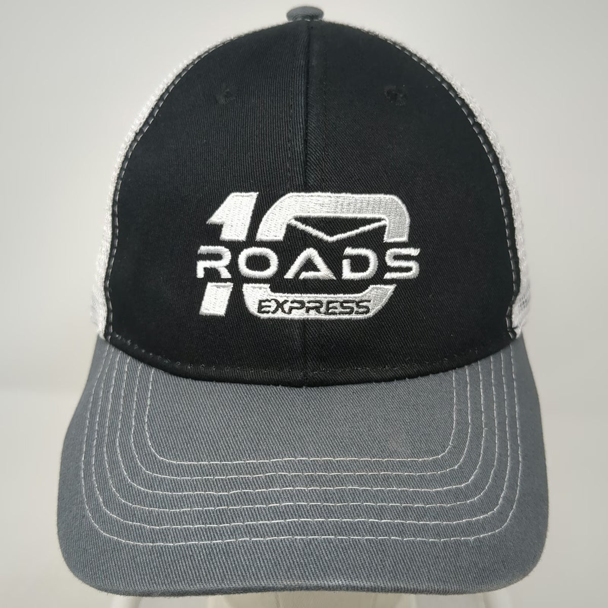 10 Roads Express Trucker Hat Black Gray One Size Mesh Snapback Structured Hat