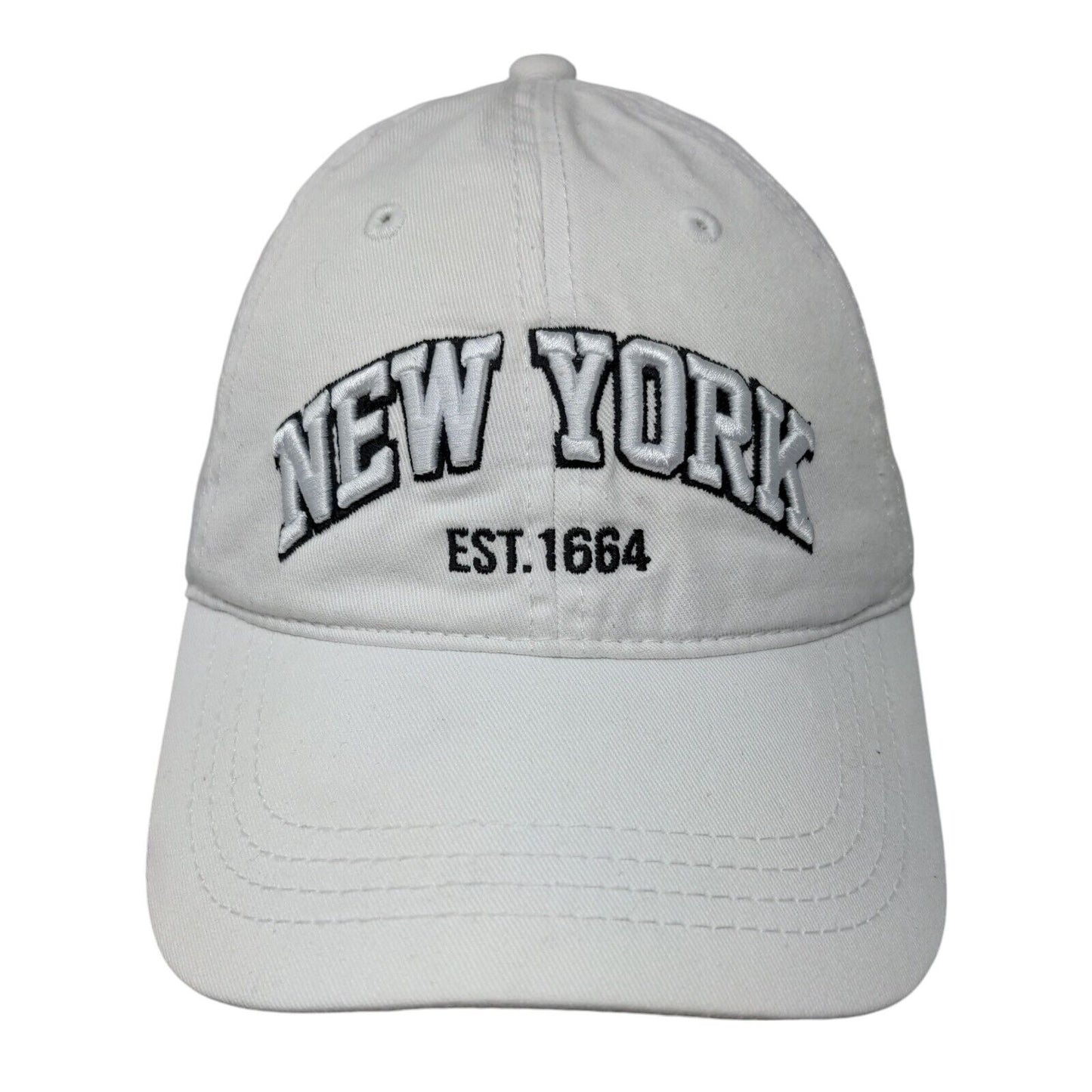 New York Est. 1664 Strapback Hat White OSFA Embroidered Adjustable