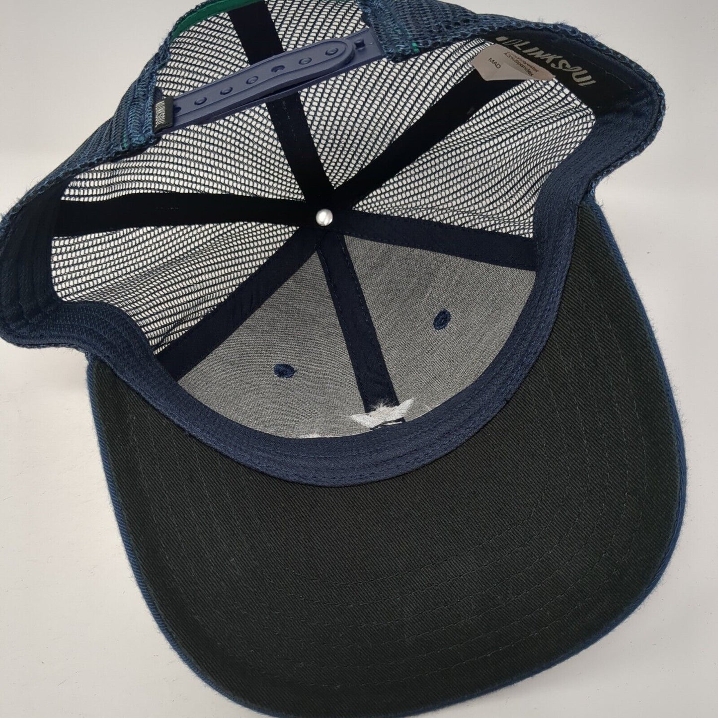 Worldserve International Snapback Trucker Hat Blue OS Adjustable Mesh Linksoul
