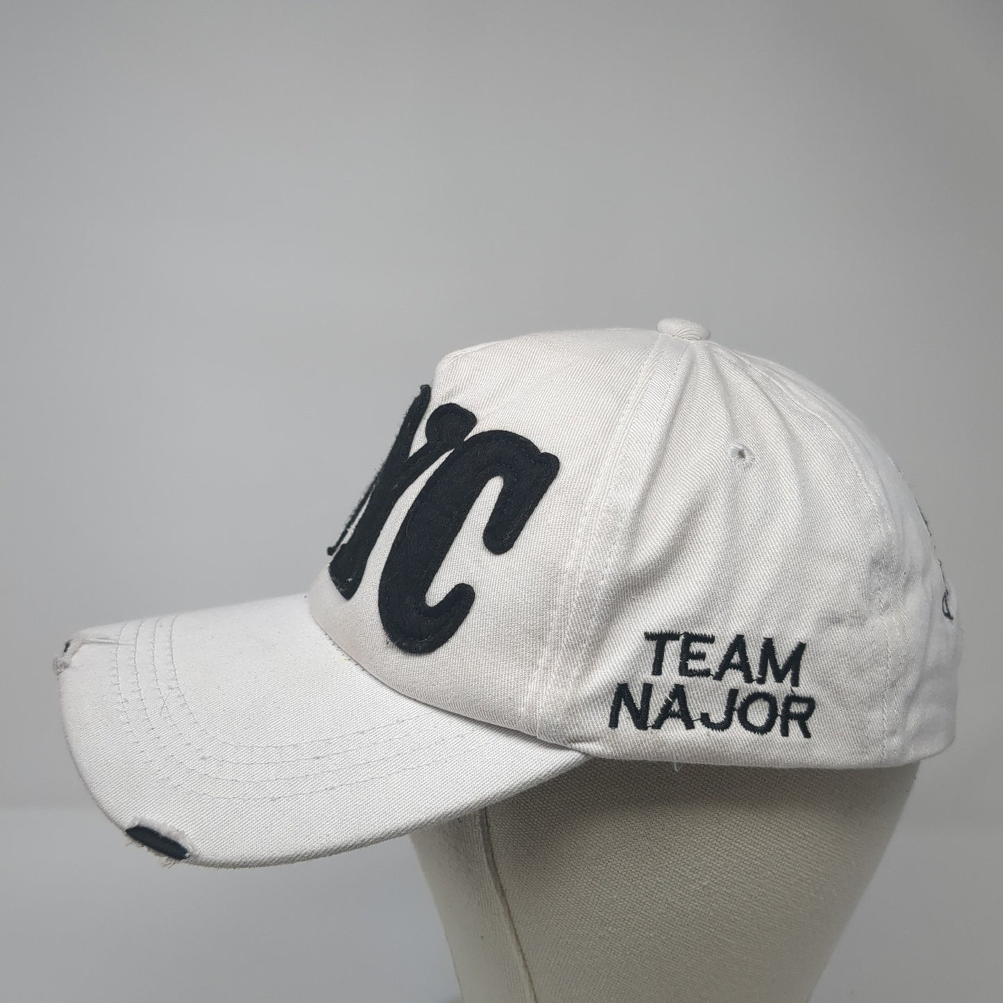 NYC Team Najor Slideback Hat White One Size Adjustable Embroidered Boyee