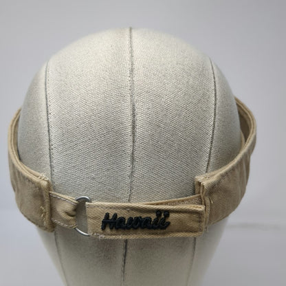 Dorfman Pacific Visor Beige One Size Hawaii Script Island Map Adjustable Hat