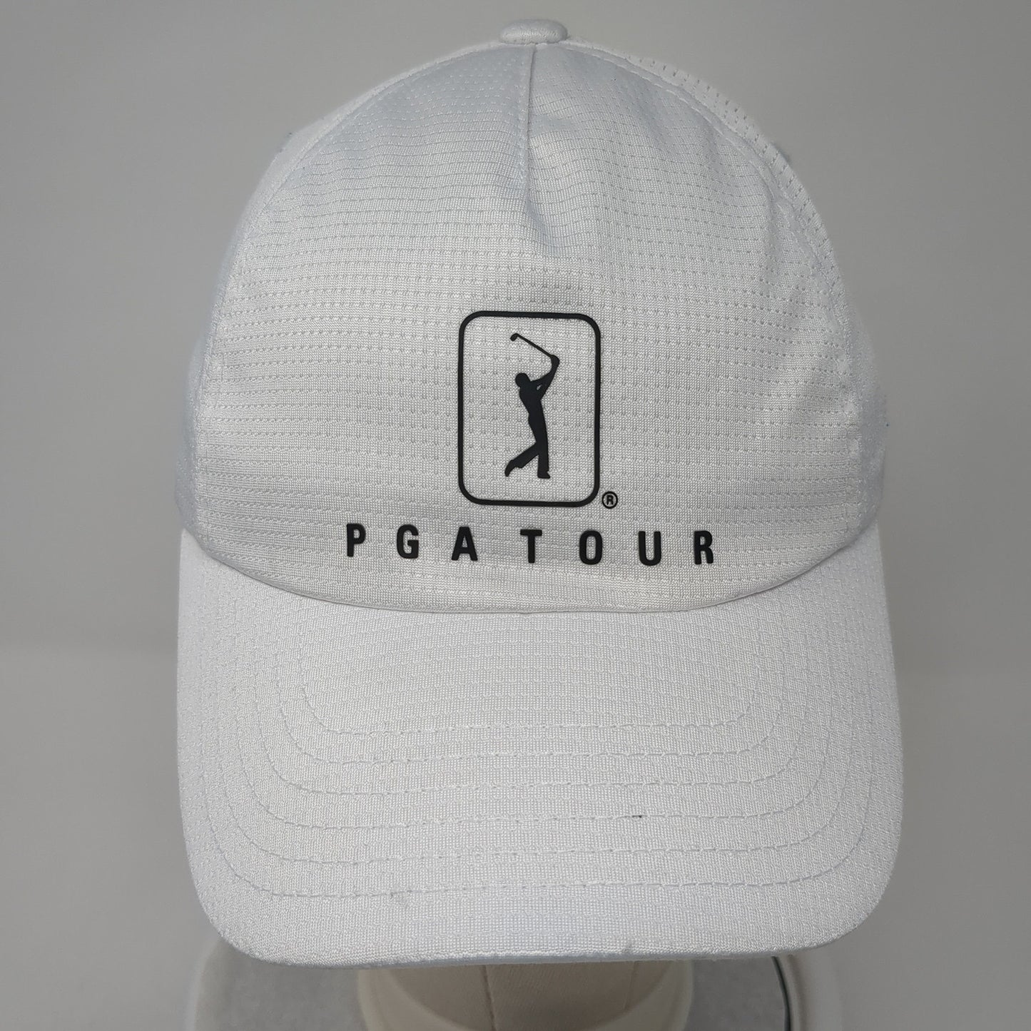 PGA Tour Logo Strapback Hat White One Size Adjustable Solid Outdoor