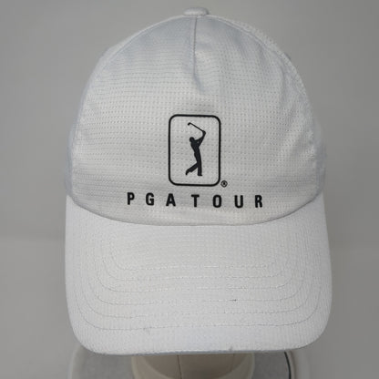 PGA Tour Logo Strapback Hat White One Size Adjustable Solid Outdoor