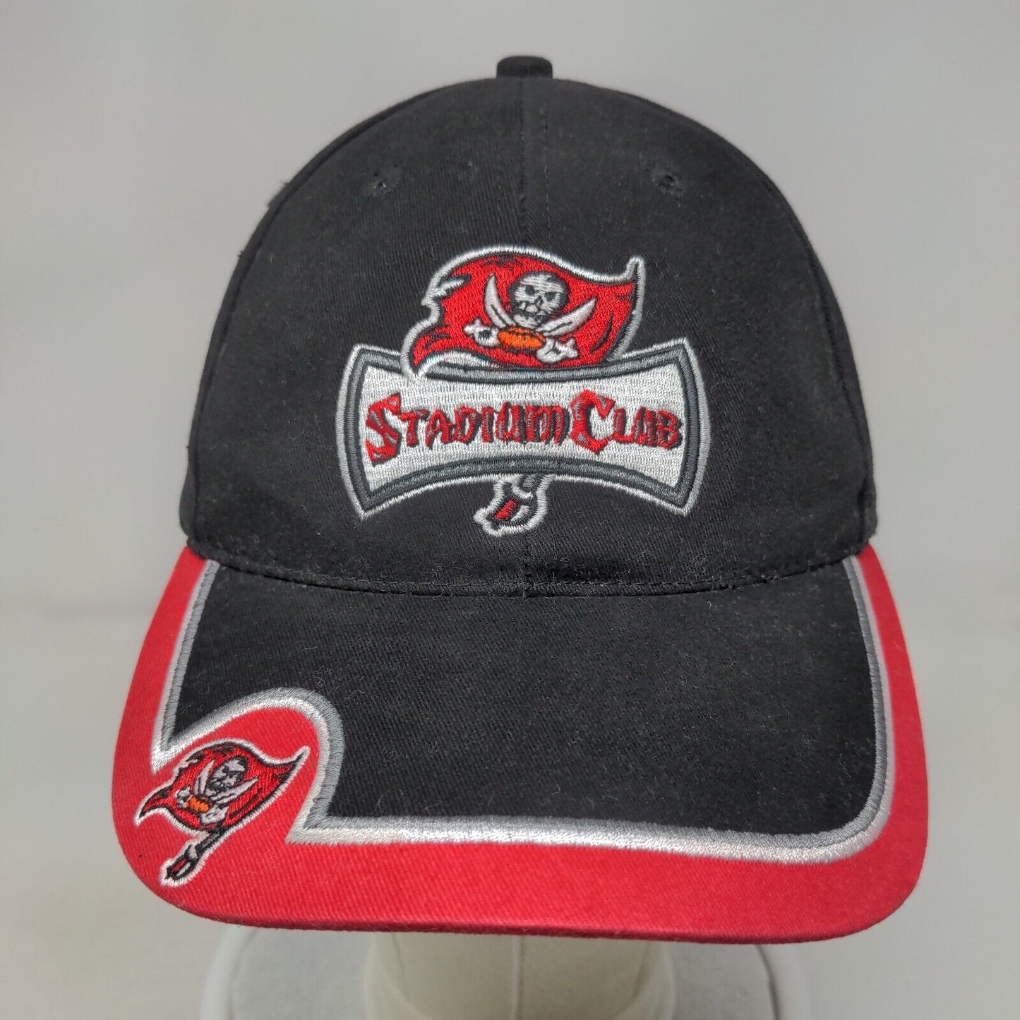 Tampa Bay Buccaneers Strapback Hat Black Red Stadium Club Logo NFL Embroidered