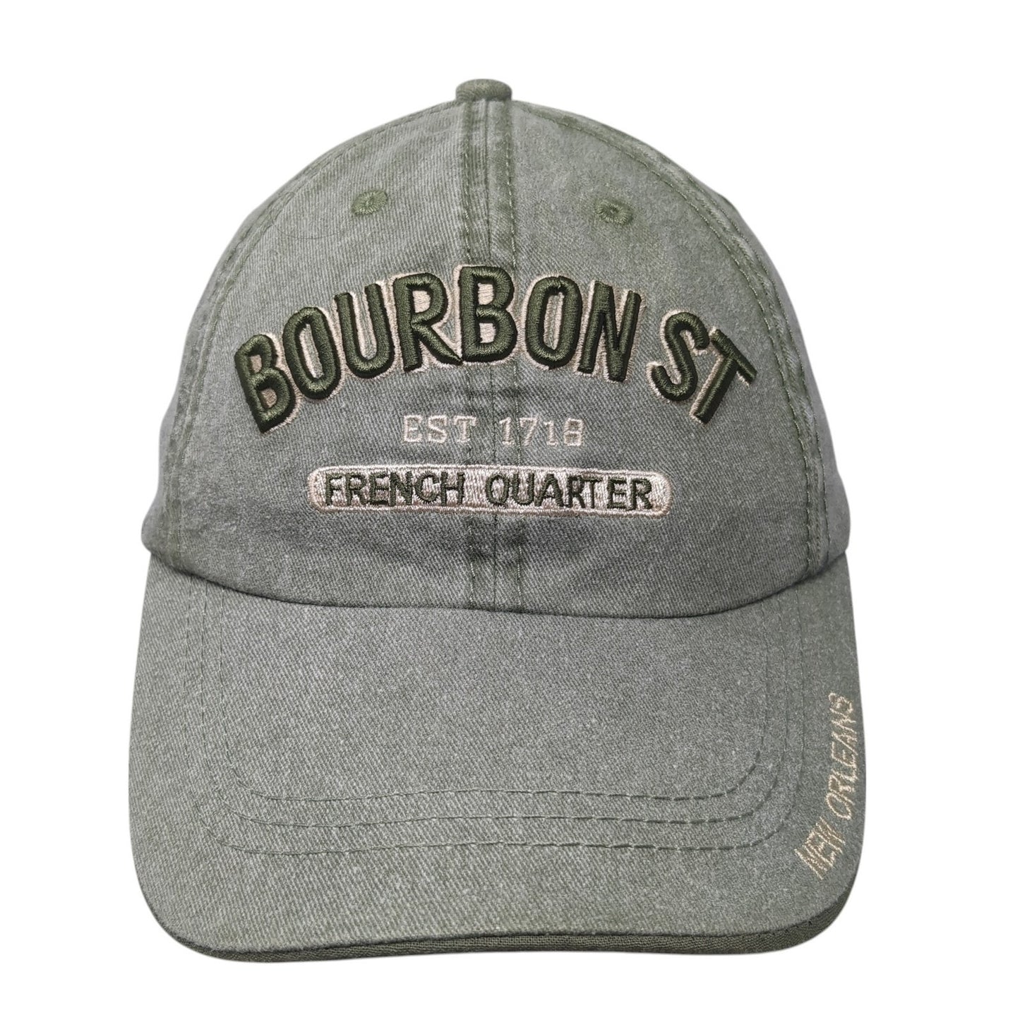 Bourbon St. Est. 1718 Baseball Cap Green One Size Adjustable Embroidered RawMa