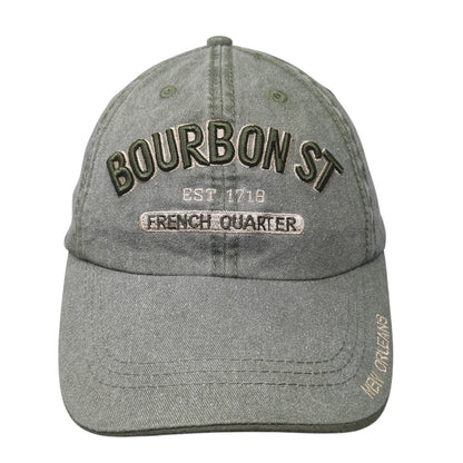 Bourbon St. Est. 1718 Baseball Cap Green One Size Adjustable Embroidered RawMa