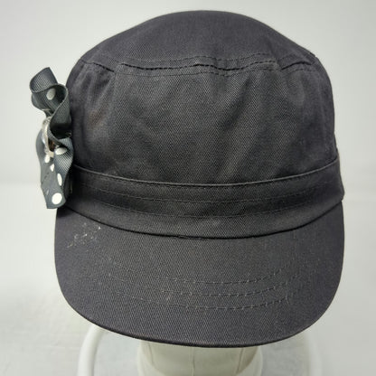 ABG Accessories Army Cap Gray One Size Polka Dot Flower Rhinestone Elastic Hat