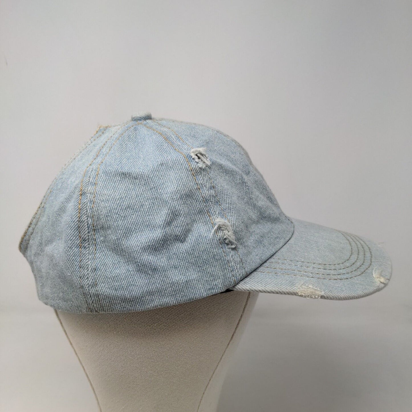 Sonoma Women's Denim Hat Strapback Blue Distressed Cotton Blend